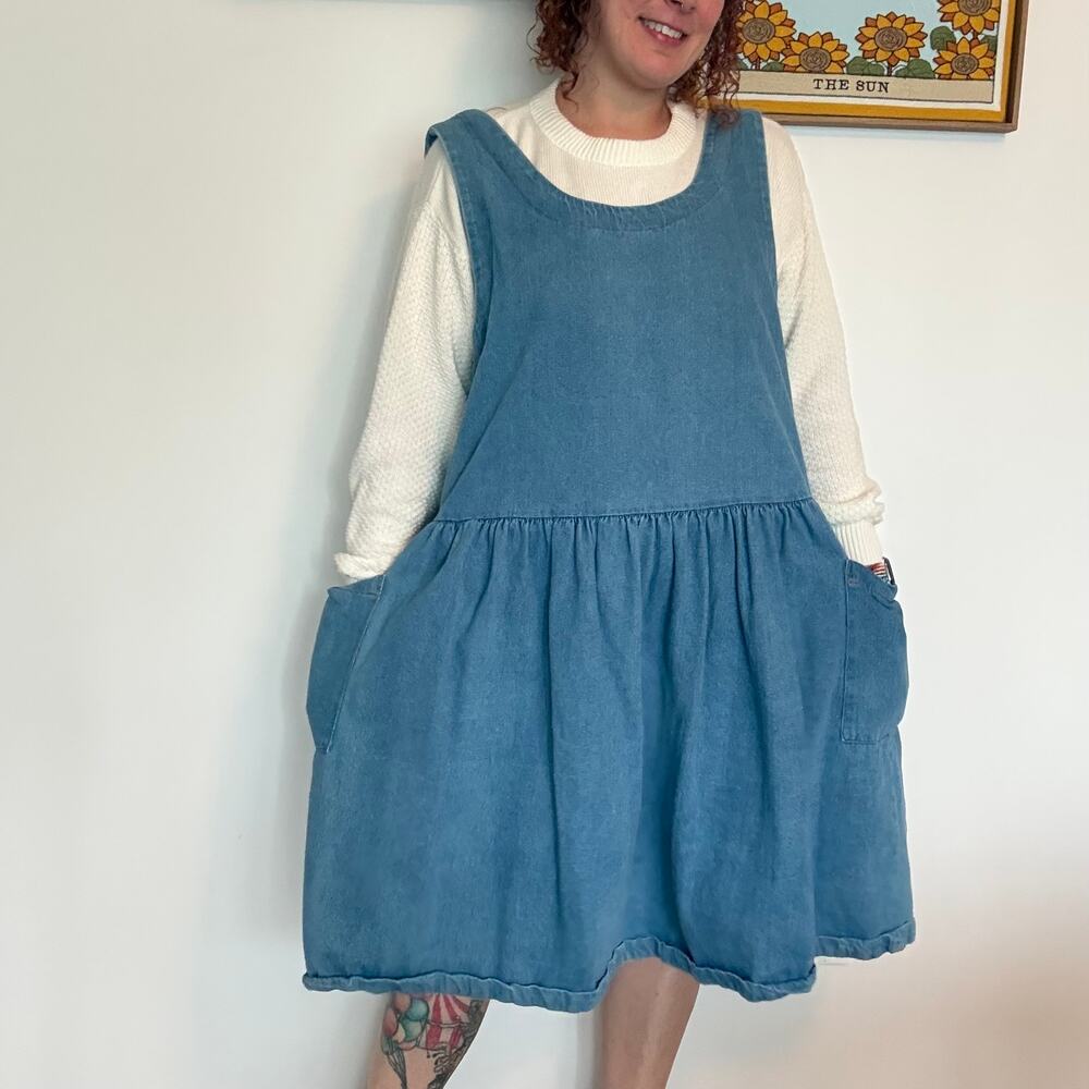 Hunters Run Reversible denim knee length plus size dress 2X